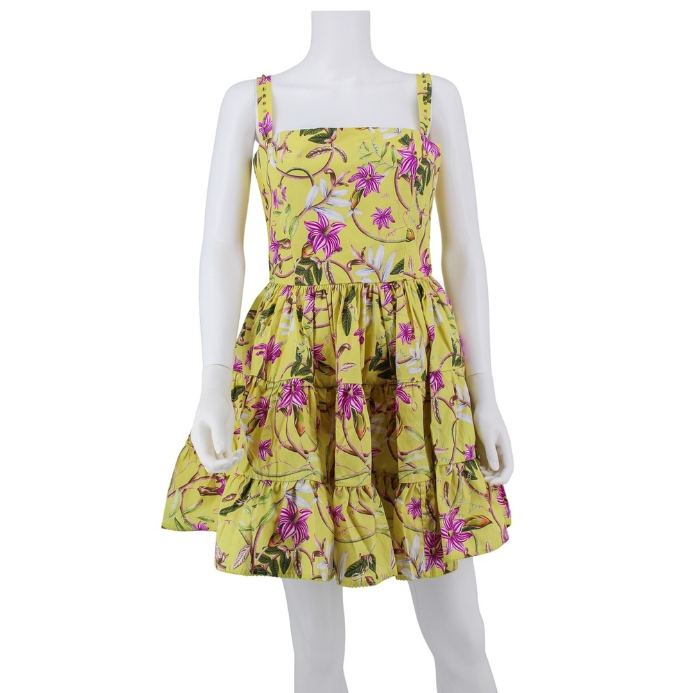 Agua by Agua Bendita Grosella Monarca Az Yellow Floral Mini Dress Large NWT